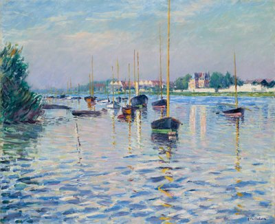 法语: Bateaux au mouillage sur la Seine à Argenteuil 停泊在 Argenteuil 的塞纳河上的船只 作者 古斯塔夫·卡耶博特