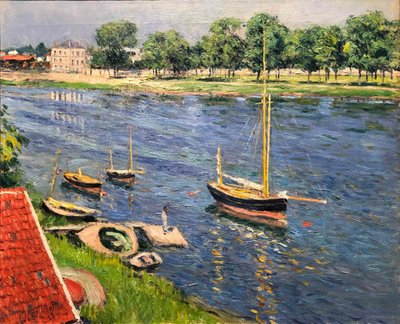 塞纳河在Argenteuil，停泊的船只，1883年。 作者 古斯塔夫·卡耶博特