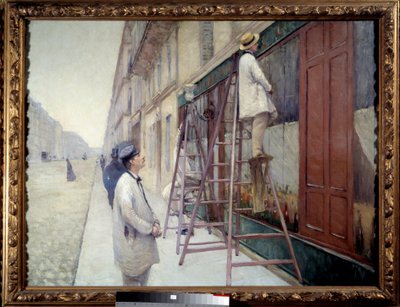 1877年建筑中的画家。古斯塔夫·卡耶伯特（Gustave Caillebotte）的绘画 作者 古斯塔夫·卡耶博特