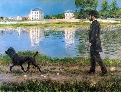 理查德·加洛（Richard Gallo）和他的狗在Petit Gennevilliers，1883-1884年。 作者 古斯塔夫·卡耶博特
