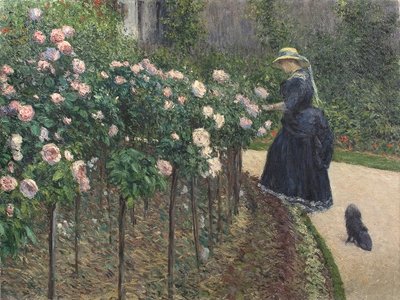 玫瑰，Petit Gennevilliers 的花园 - Gustave Caillebotte（1848-1894）。 布面油画 作者 古斯塔夫·卡耶博特