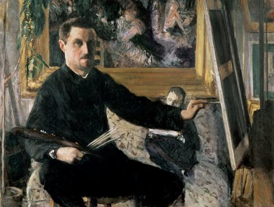 自画像与画架，c.1879 作者 Gustave Caillebotte