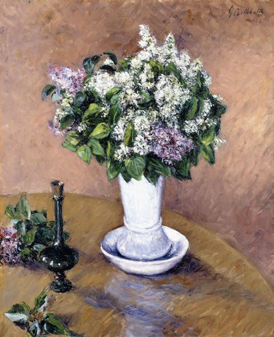 静物与丁香花瓶，1883年 作者 古斯塔夫·卡耶博特