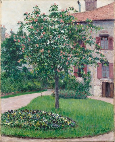 开花的树，1882年。 作者 Gustave Caillebotte