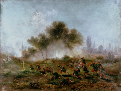 巴黎公社：1871年5月1871年5月，正规部队袭击墓地并占领路障 作者 古斯塔夫·克拉伦斯·罗道夫·布朗厄尔