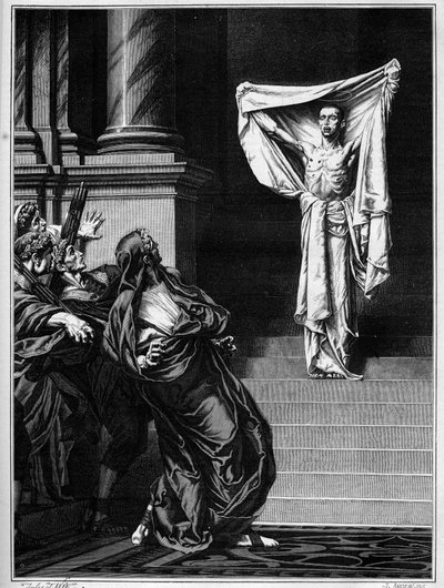 圣塞巴斯蒂安和罗马皇帝马克西米安-赫拉克勒斯（Marcus Aurelius Valerius Maximianus）（250 - 310）。根据古斯塔夫-布兰格（1824-1888）在1877年沙龙上的画作雕刻的。 作者 古斯塔夫·克拉伦斯·罗道夫·布朗厄尔