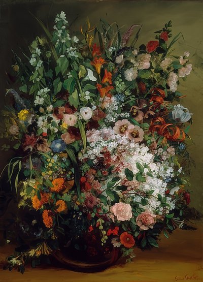 束鲜花插在花瓶里。 1862年 作者 古斯塔夫·库尔贝