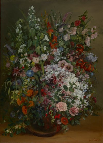 花瓶里的花束（布面油画） 作者 古斯塔夫·库尔贝