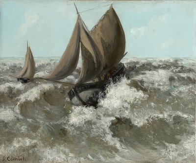 帆船（海景）。约于1869年 作者 古斯塔夫·库尔贝
