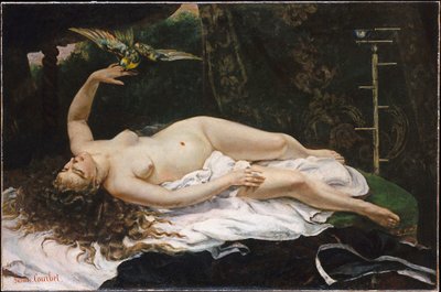 法语  La Femme au perroquet 带鹦鹉的女人 作者 古斯塔夫·库尔贝