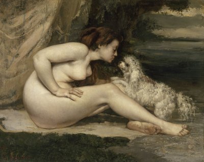裸女与狗，1861-1862年 作者 Gustave Courbet