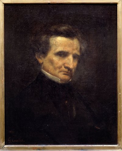 赫克托·柏辽兹（1803-1869）的肖像，法国作曲家。 古斯塔夫·库尔贝 (1819-1877) 的绘画 作者 古斯塔夫·库尔贝