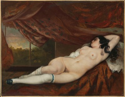 躺着的女性裸体，1862年 作者 Gustave Courbet