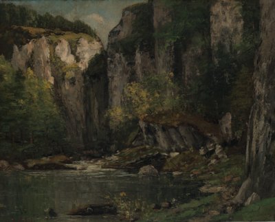 河流与岩石，1873-77年。 作者 古斯塔夫·库尔贝