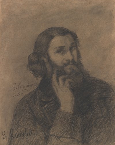 自画像，c.1866（铅笔） 作者 古斯塔夫·库尔贝