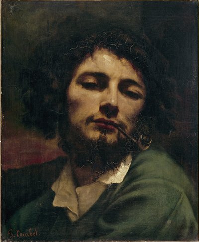 自画像或管子的人古斯塔夫·库尔贝特（Gustave Courbet）绘画 作者 古斯塔夫·库尔贝