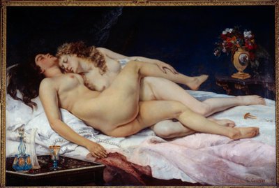 Sleep. Two naked women hugged in a bed 作者 Gustave Courbet