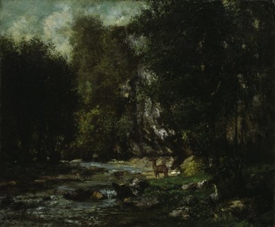 Les Puits-Noir 的小溪，约 1855 年（布面油画） 作者 古斯塔夫·库尔贝