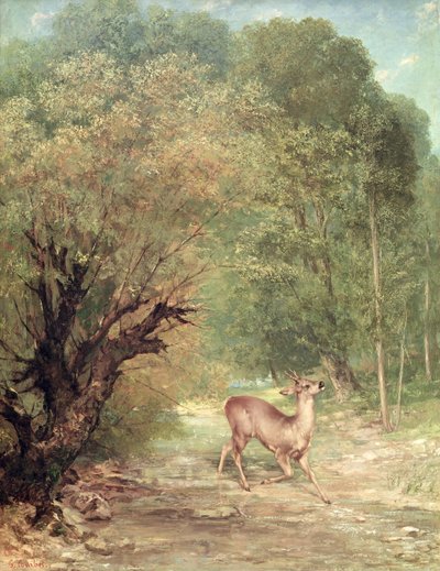 Hunted Roe-Deer在警报中，春天，1867年 作者 古斯塔夫·库尔贝
