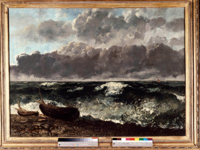 波涛汹涌的大海说波。 古斯塔夫·库尔贝 (1819-1877) 的绘画 作者 古斯塔夫·库尔贝
