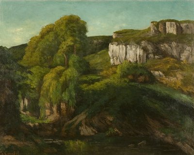 奥尔南附近的 Loue 山谷，约 1860 年（布面油画） 作者 古斯塔夫·库尔贝