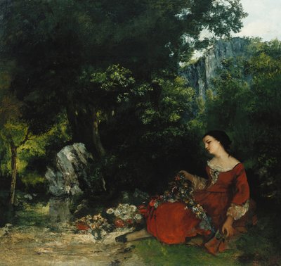 带花环的女人;带花环的女人，1856年 作者 古斯塔夫·库尔贝