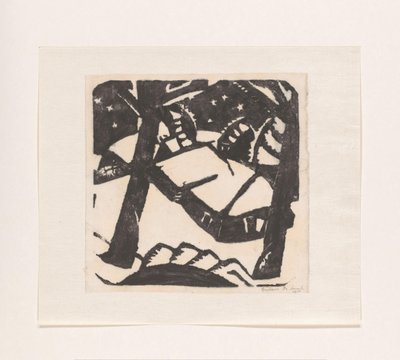树木和积雪覆盖的屋顶 作者 Gustave De Smet（艺术家签名）