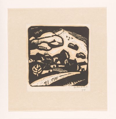 风景与房屋、道路和山 作者 Gustave De Smet（艺术家签名）