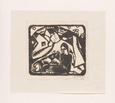 风景中的坐着的女人 作者 Gustave De Smet（艺术家签名）