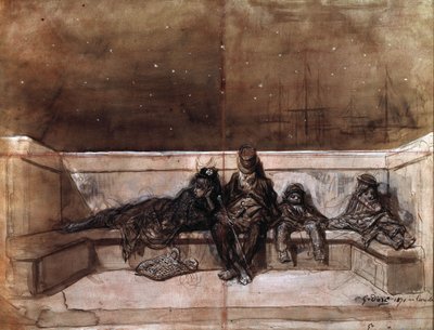 一对夫妇和两个孩子睡在伦敦桥上），古斯塔夫-多尔（Gustave Dore 作者 Gustave Dore