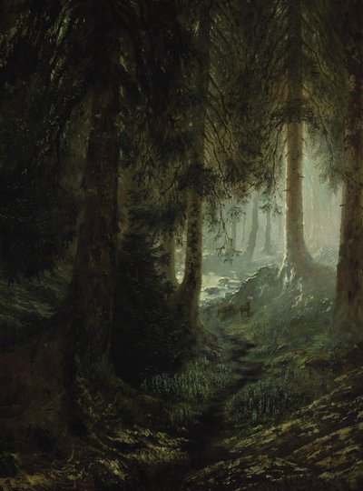 森林景观中的鹿 作者 古斯塔夫·多尔（Gustave Dore）