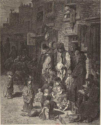 古斯塔夫-多雷 - 温特沃斯街白教堂 - 伦敦，朝圣之旅 作者 Gustave Dore