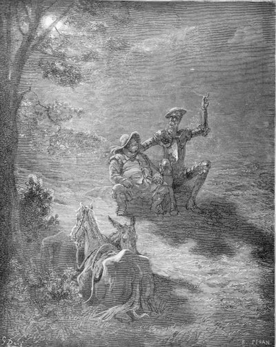 来自Miguel Cervantes（1547-1616）的&39;Don Quixote de la Mancha&39;的夜间话语，由Heliodore Joseph Pisan（1822-90）刻制，c.1868 作者 古斯塔夫·多尔（Gustave Dore）