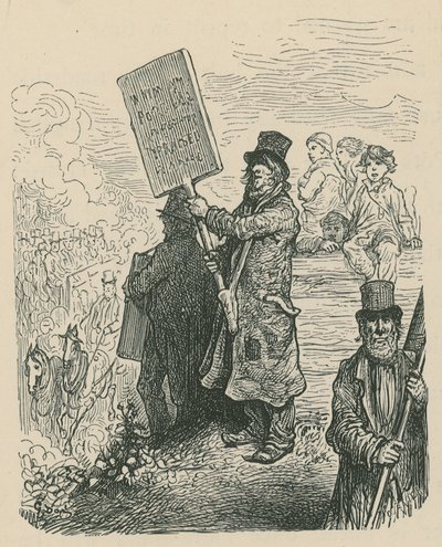 举行招贴的一个人在抗议 作者 古斯塔夫·多尔（Gustave Dore）
