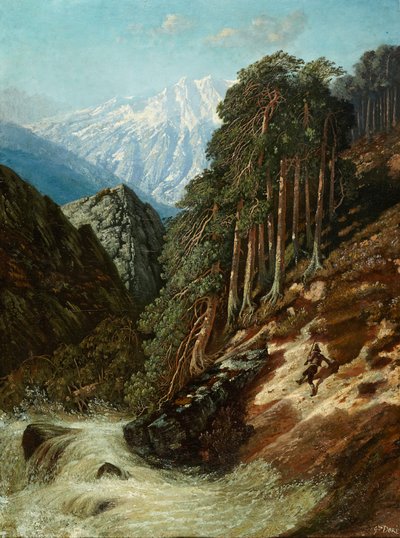 有贝克的阿尔卑斯山风景，1870 年以后（布面油画） 作者 古斯塔夫·多尔（Gustave Dore）