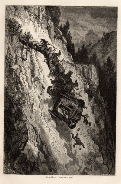 古斯塔夫-多尔（Gustave Dore，1832-1883）绘制的《勤奋的意外》，用于说明他在1862年与C.Davillier的西班牙之旅。雕刻在《世界之旅》中，由Edouard Charton编辑。 作者 古斯塔夫·多尔（Gustave Dore）