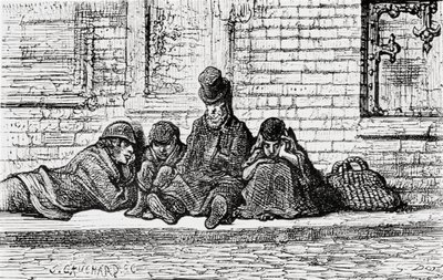 在街上睡觉》，1872年。   作者 古斯塔夫·多尔（Gustave Dore）