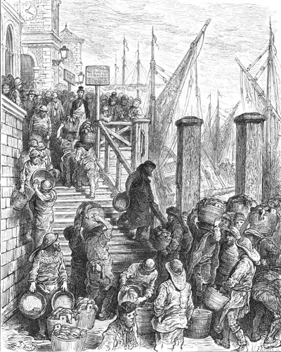 比林斯盖特--登陆的鱼》，1872年。   作者 古斯塔夫·多尔（Gustave Dore）