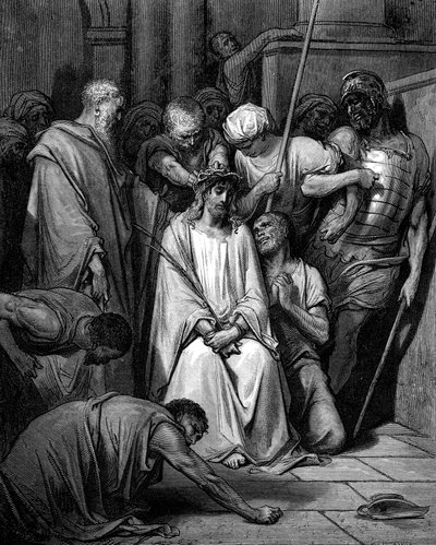 基督被嘲弄，荆棘冠冕戴在他头上 作者 古斯塔夫·多尔（Gustave Dore）