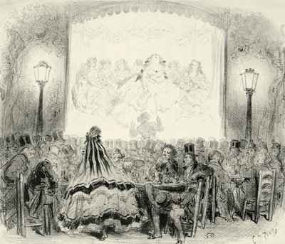 法国的咖啡音乐厅，保罗-古斯塔夫-多雷（1832-1883），约1865年，雕刻。 作者 古斯塔夫·多尔（Gustave Dore）