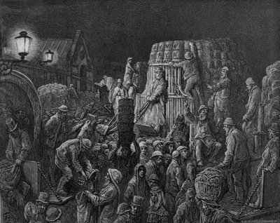 科文特花园市场--清晨》，1872年 作者 古斯塔夫·多尔（Gustave Dore）