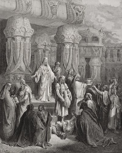 赛勒斯恢复神殿的血管，来自多尔的“圣经”的插图，由Pannemaker雕刻，1866年 作者 古斯塔夫·多尔（Gustave Dore）