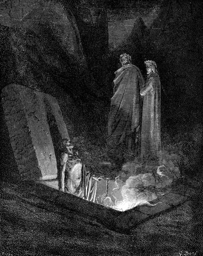但丁和维吉尔研究地狱，1863年。 作者 Gustave Dore