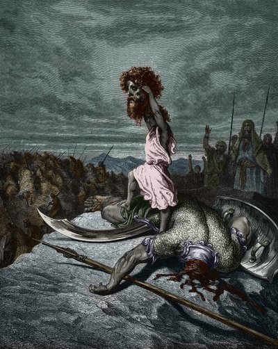 大卫抱着歌利亚的头，古斯塔夫·多尔绘 作者 古斯塔夫·多尔（Gustave Dore）