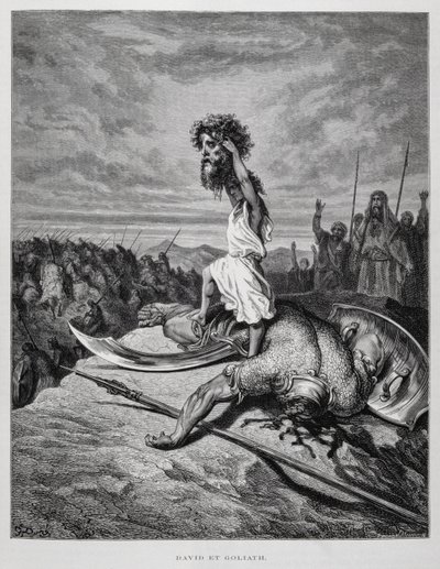 大卫杀死歌利亚，多尔圣经插图 作者 古斯塔夫·多尔（Gustave Dore）