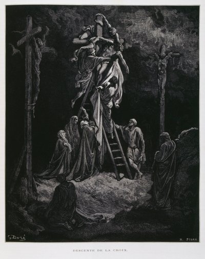 基督从十字架上下来，沉入海底，多尔圣经插图 作者 古斯塔夫·多尔（Gustave Dore）