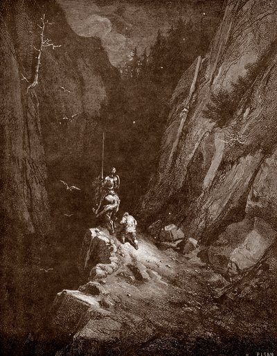 唐吉诃德和桑丘-潘沙在莫雷纳山脉的中心 古斯塔夫-多尔（1832-1883 年）为米格尔-德-塞万提斯（1547-1616 年）的作品 "L