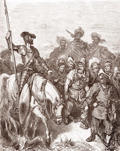 堂吉诃德和桑丘-潘沙审问被押上帆船的罪犯 古斯塔夫-多尔（1832-1883 年）为米格尔-德-塞万提斯（1547-1616 年）的《L