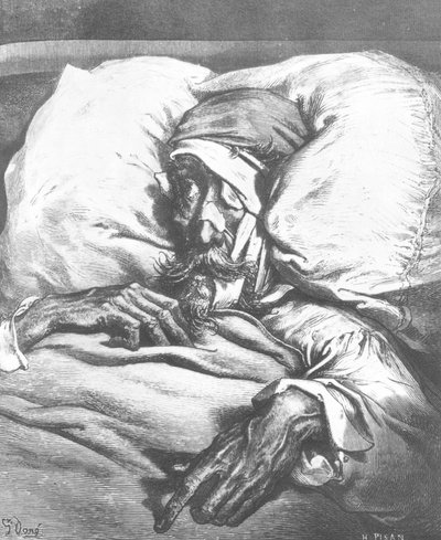 唐吉诃德受到来自Miguel Cervantes（1547-1616）的&39;Don Quixote de la Mancha&39;的伤害，由Heliodore Joseph Pisan（1822-90）刻 作者 古斯塔夫·多尔（Gustave Dore）