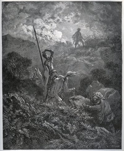 德古尼尔-德拉-马莱矿的首次出现--来自米格尔-塞万提斯（1547-1616）的《堂吉诃德》（《堂吉诃德》）--根据古斯塔夫-多尔的画作绘制的木刻版画 作者 古斯塔夫·多尔（Gustave Dore）